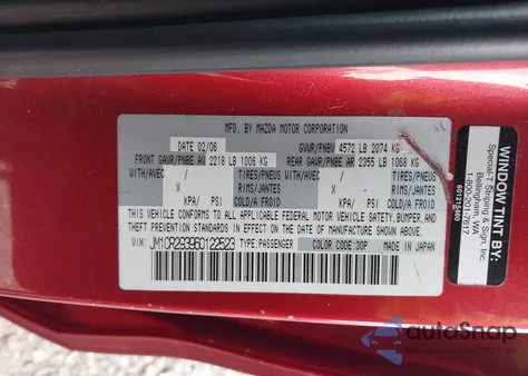 2006 Mazda Mazda5 Touring z USA, uszkodzony, nr VIN JM1CR293960122523